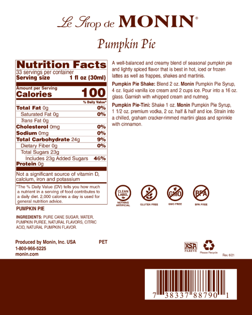 Pumpkin Pie Syrup | Monin